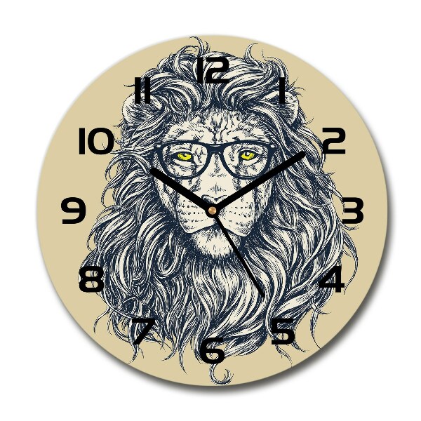 Round wall clock Hipster lion