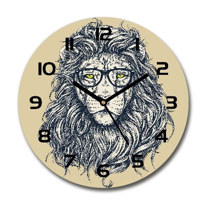 Round wall clock Hipster lion