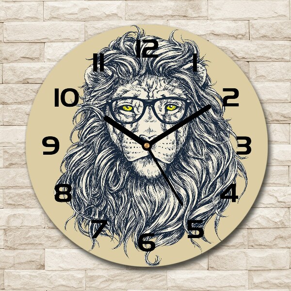 Round wall clock Hipster lion