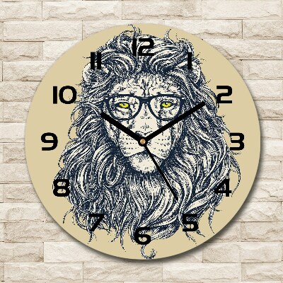 Round wall clock Hipster lion