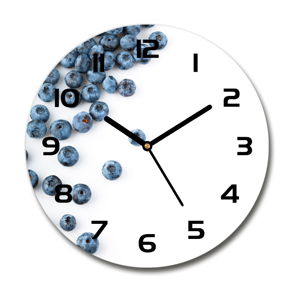 Round glass wall clock Berries