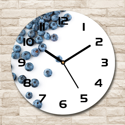 Round glass wall clock Berries