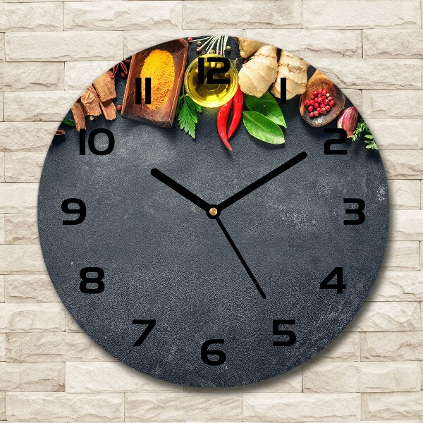 Round wall clock Herbs and spices