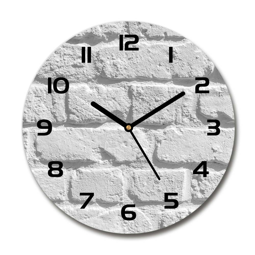 Round glass clock Brick wall