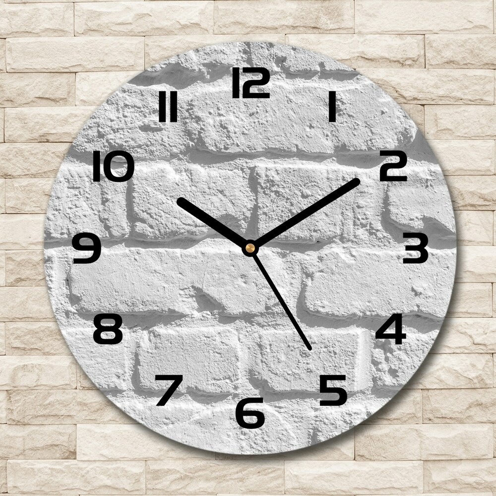 Round glass clock Brick wall