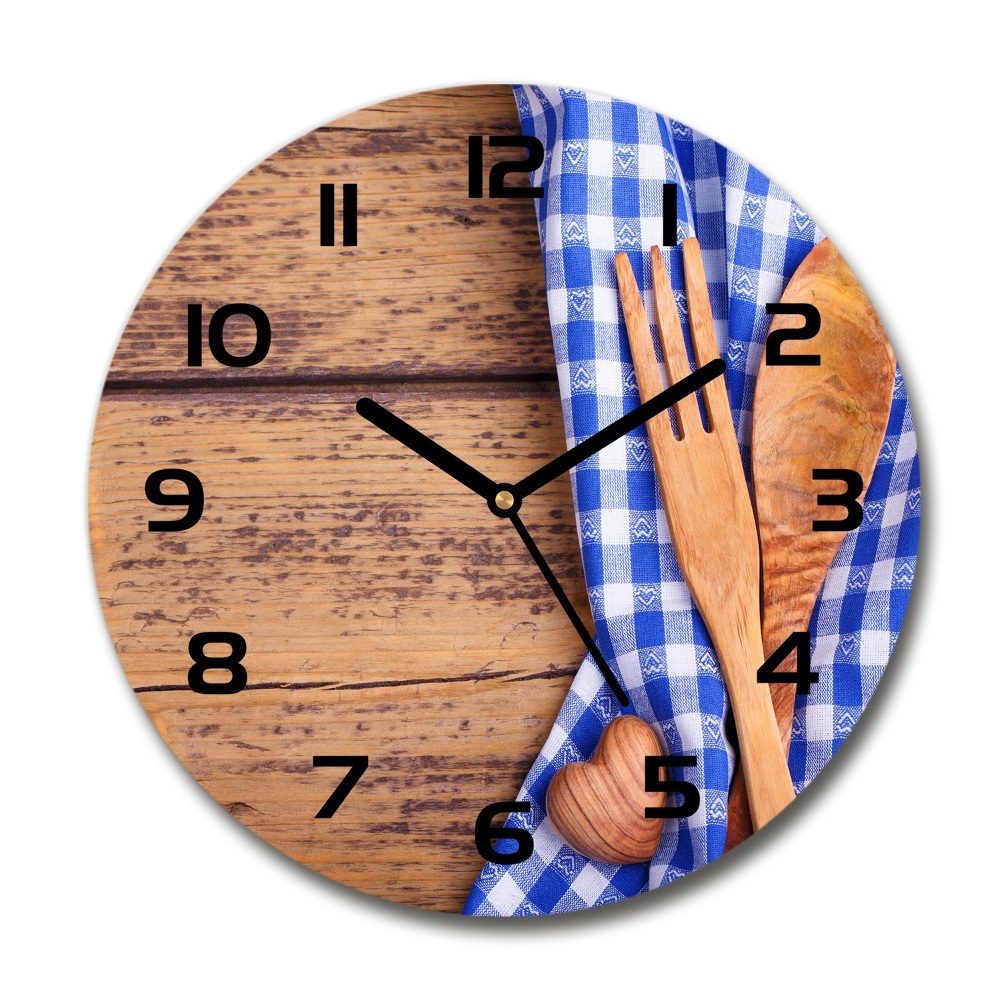 Round wall clock Wooden cutlery