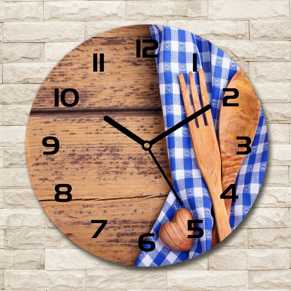 Round wall clock Wooden cutlery