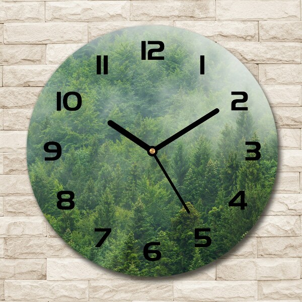 Round wall clock Mysterious forest