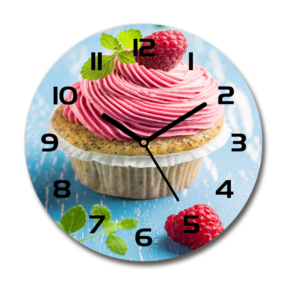 Round wall clock Raspberry cupcake