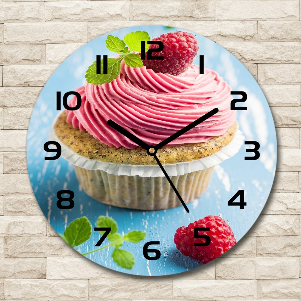 Round wall clock Raspberry cupcake