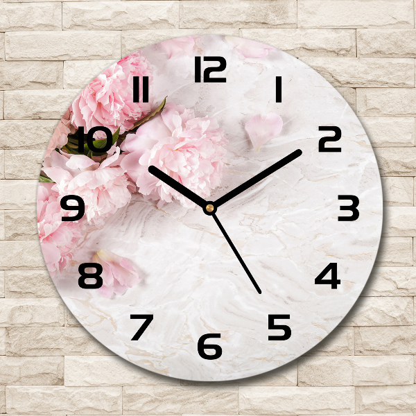 Round wall clock Peonies