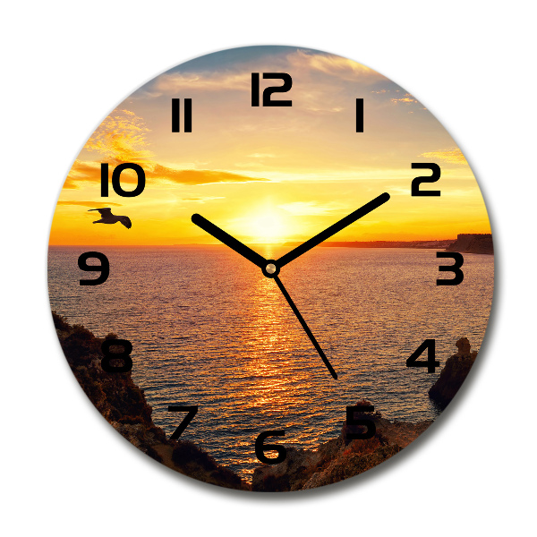 Round wall clock Sunset sea