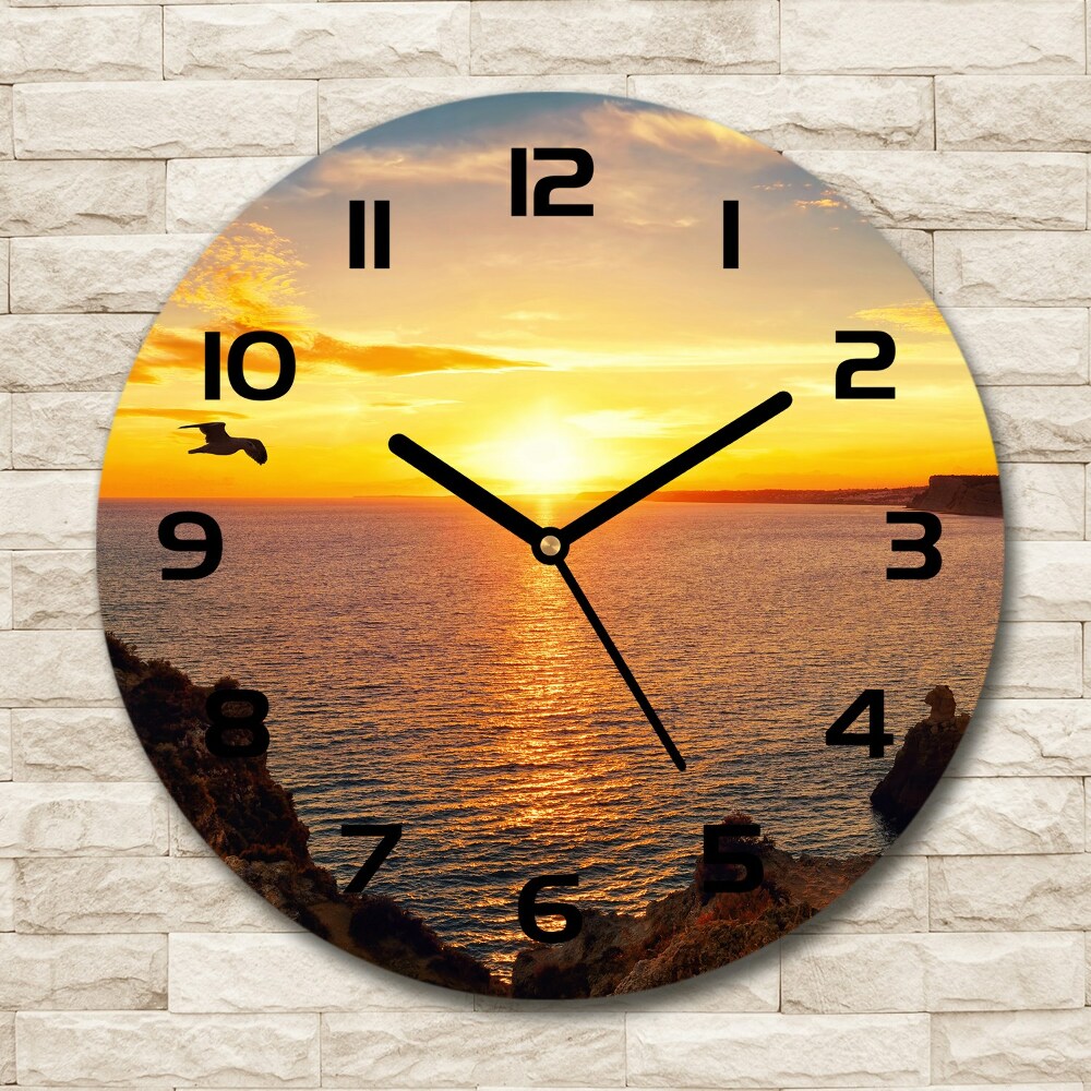 Round wall clock Sunset sea