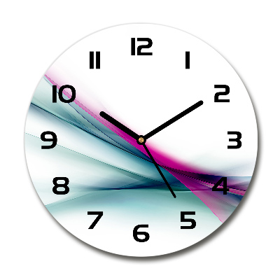 Round glass clock Wave abstraction