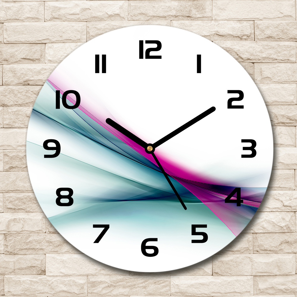 Round glass clock Wave abstraction