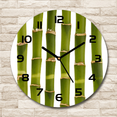 Round glass wall clock Bamboo