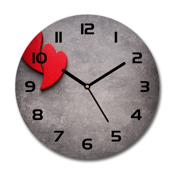 Round clock glass Red hearts