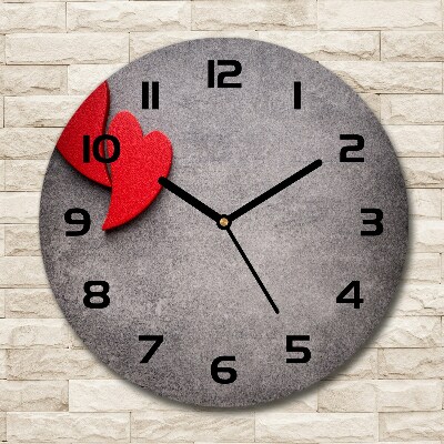 Round clock glass Red hearts