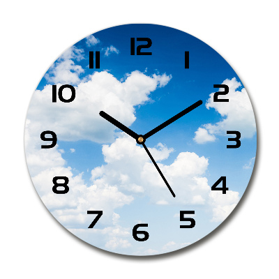 Round glass wall clock Clouds in the sky