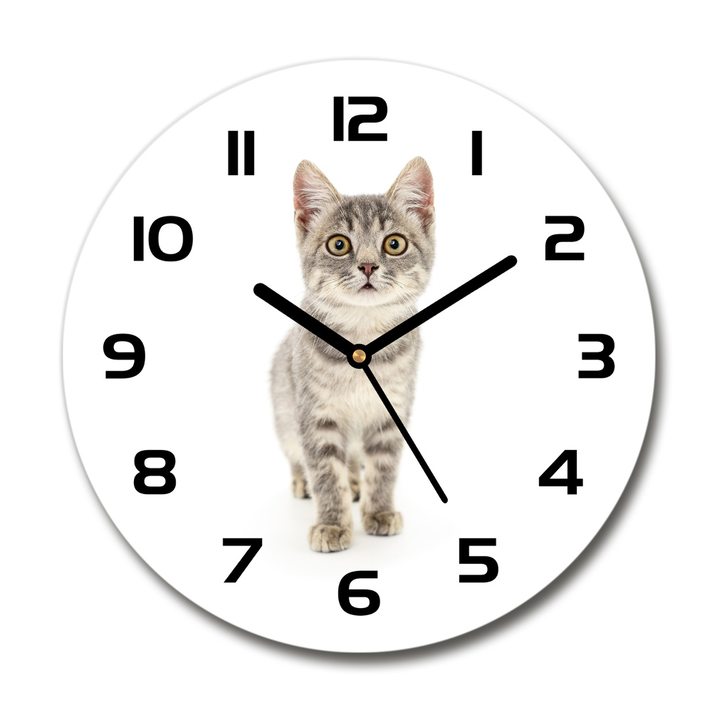 Round wall clock Gray cat