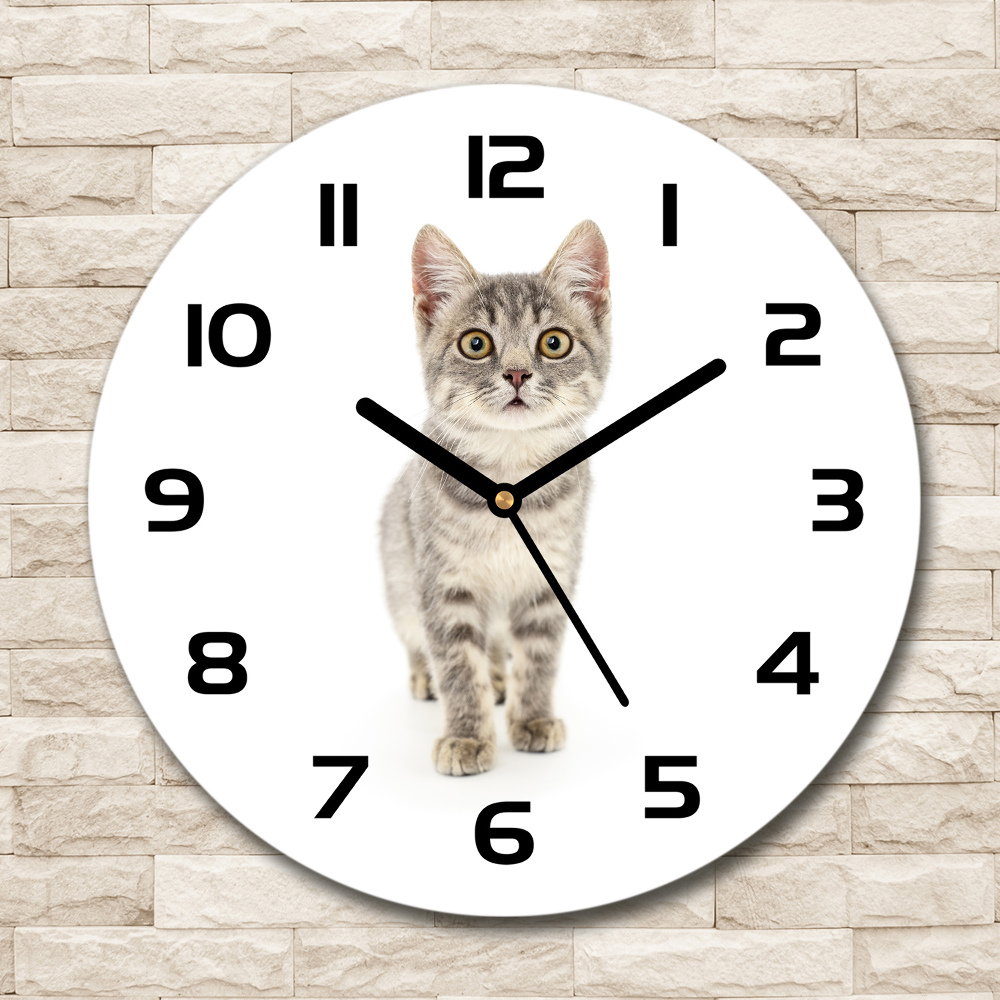 Round wall clock Gray cat