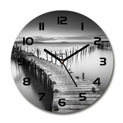 Round wall clock Wooden pier