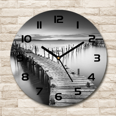 Round wall clock Wooden pier