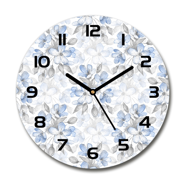 Round clock glass Delicate flowers