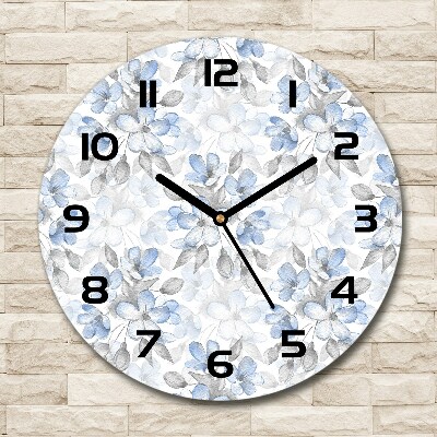 Round clock glass Delicate flowers