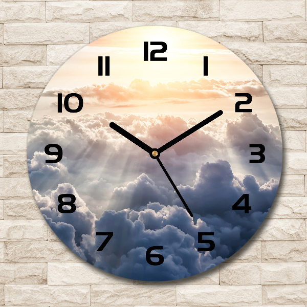 Round wall clock Bird's flight clouds