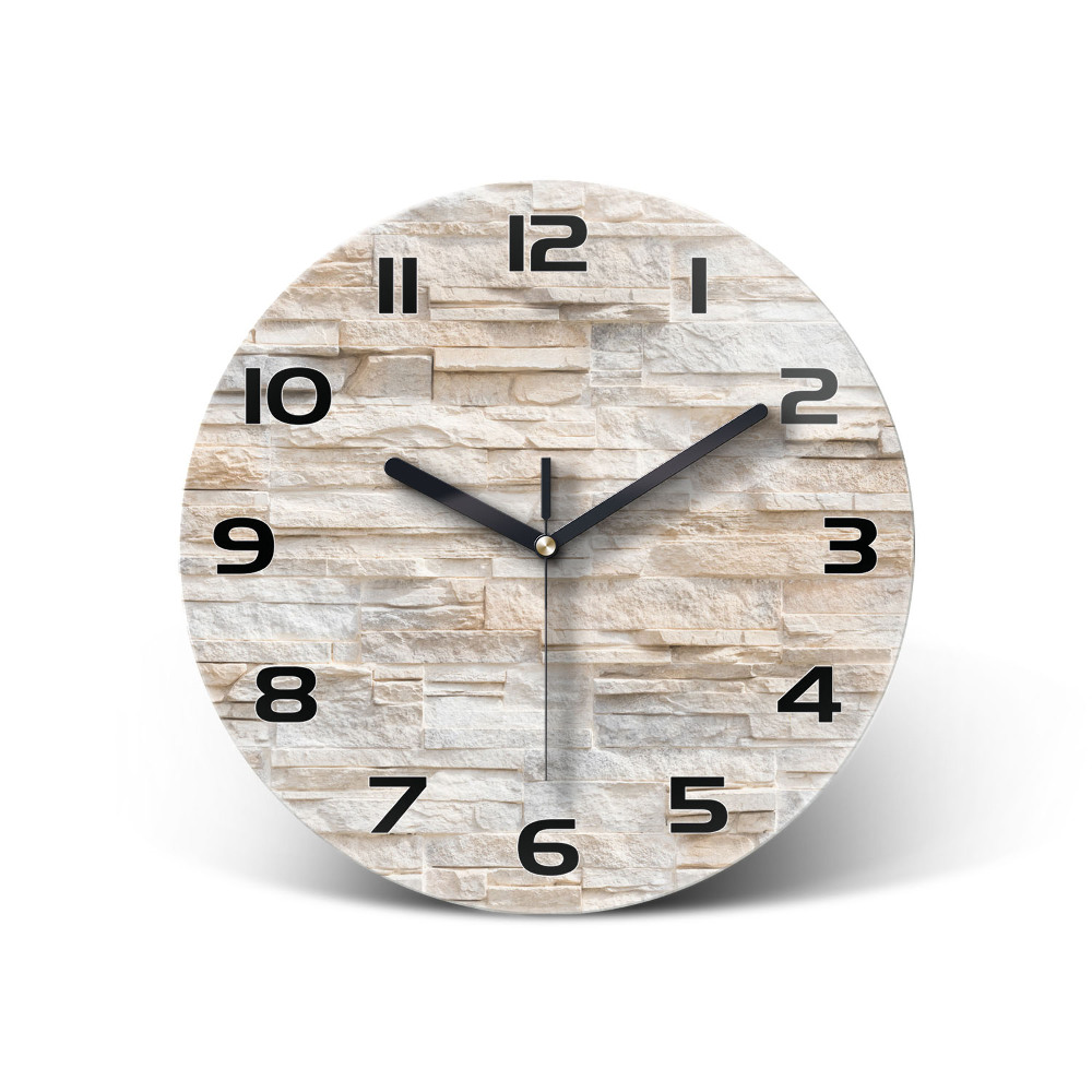 Round glass wall clock Brick wall