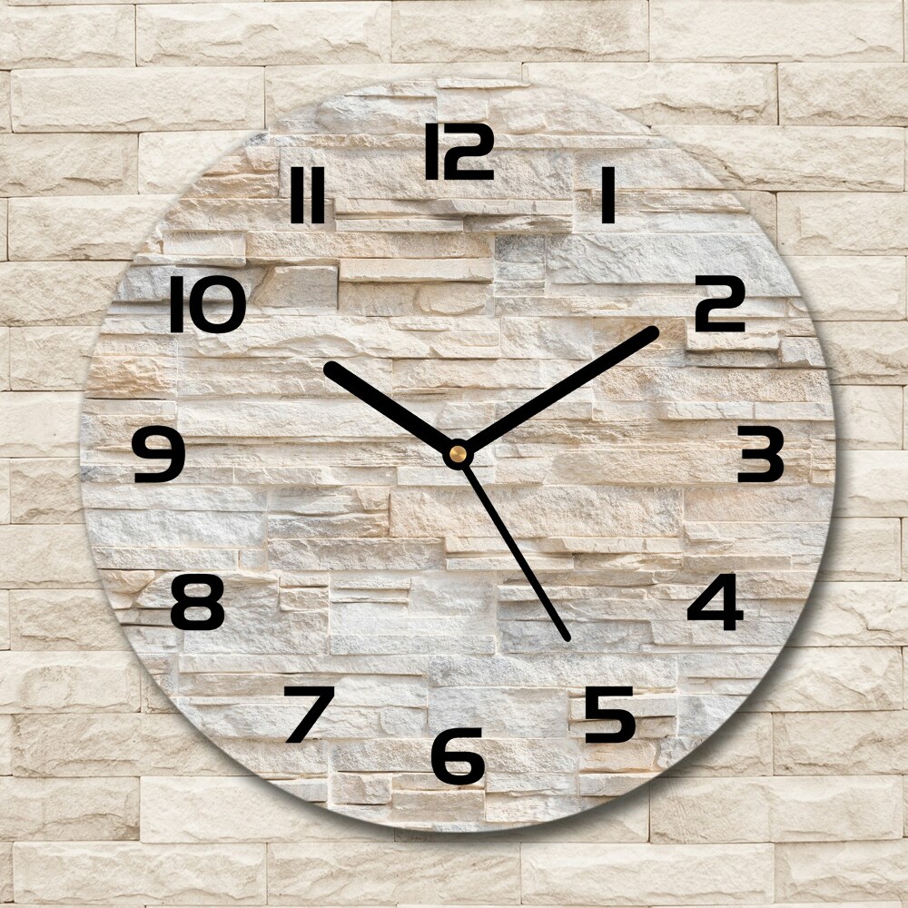 Round glass wall clock Brick wall