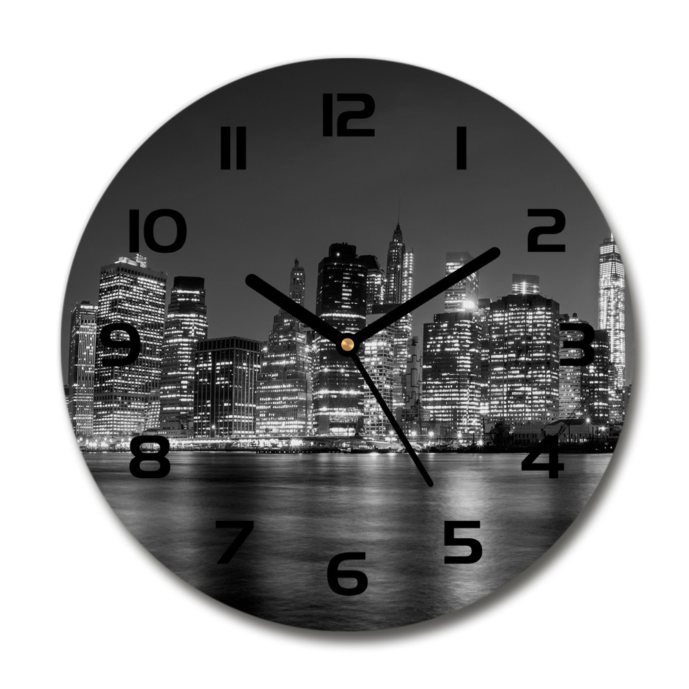 Round wall clock Manhattan at night