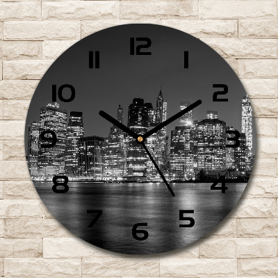 Round wall clock Manhattan at night