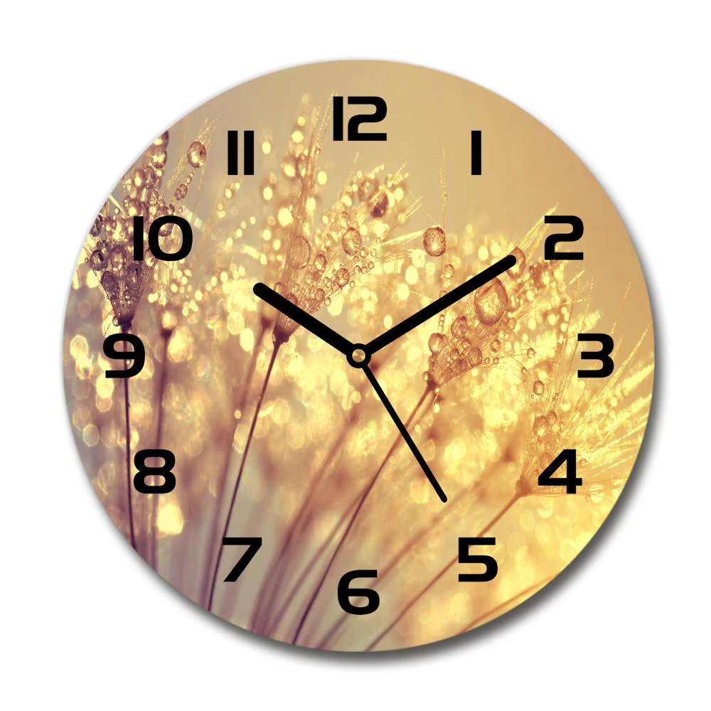 Round glass wall clock Dandelion seeds