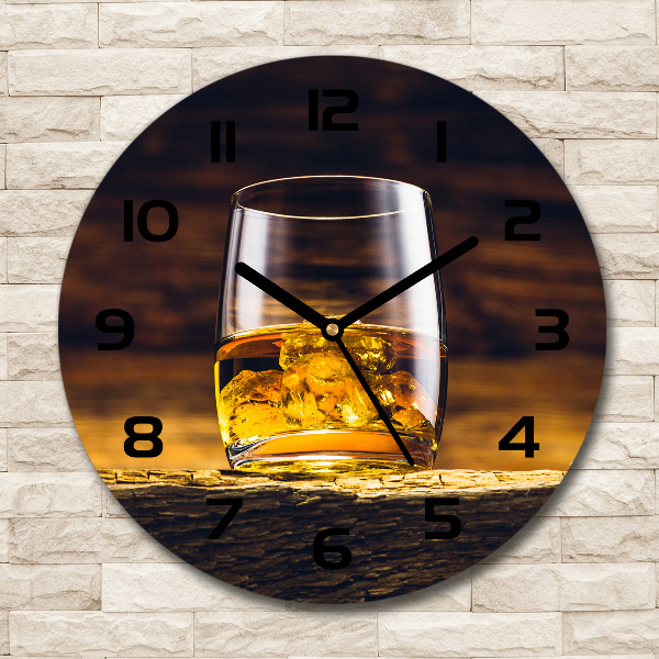 Round clock glass Bourbon in a glass