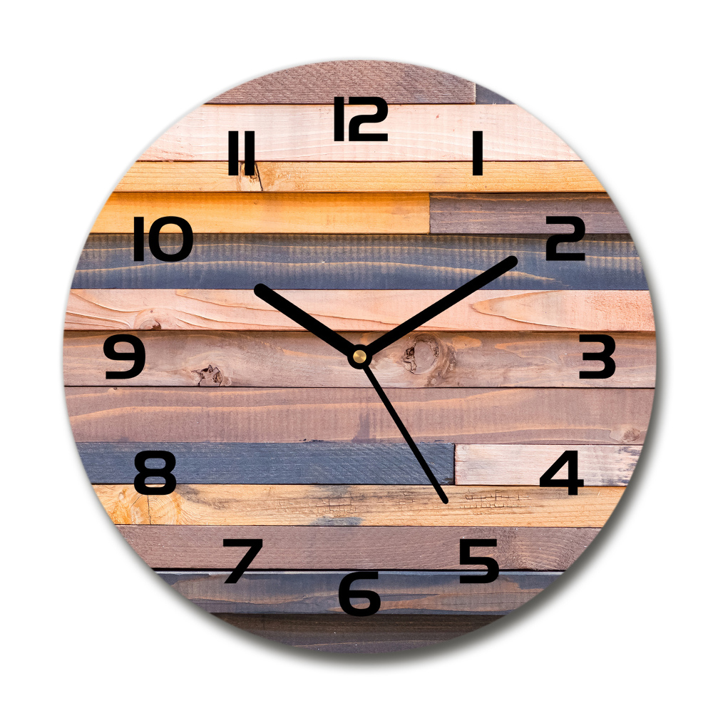 Round wall clock Wooden wall