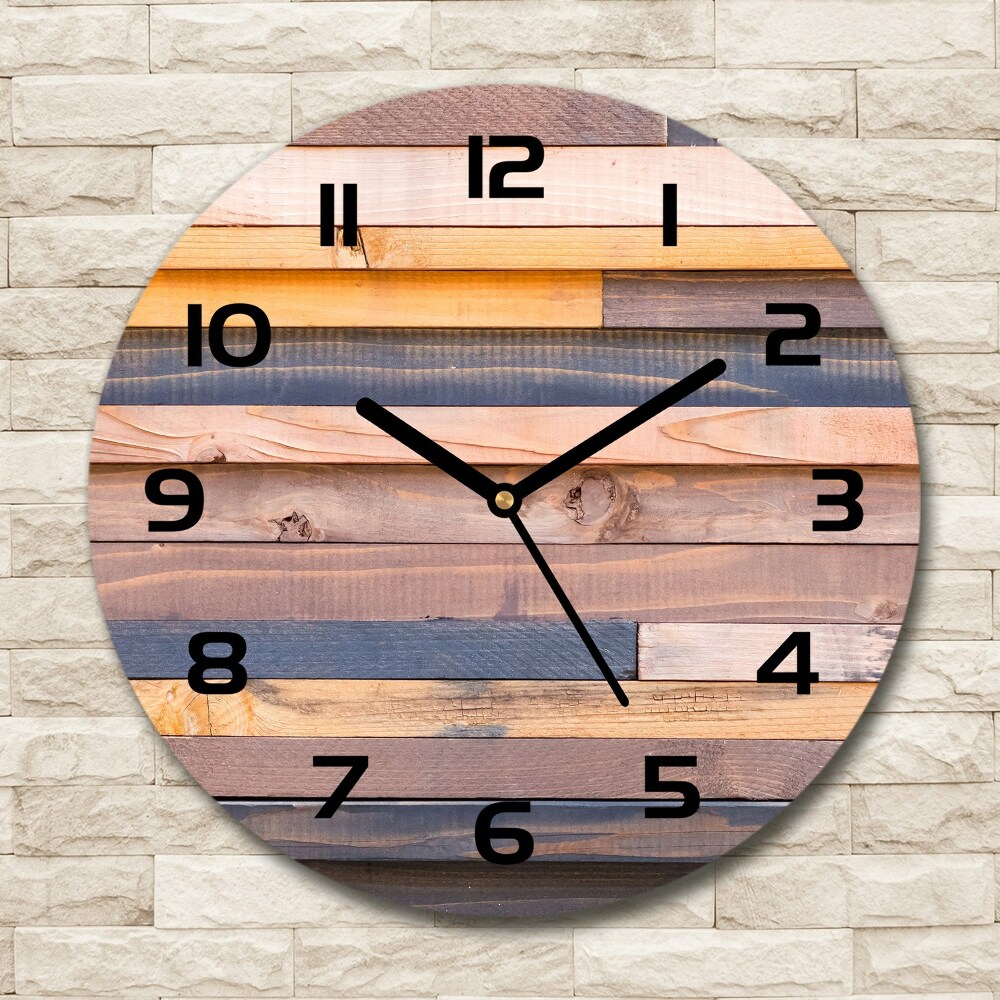 Round wall clock Wooden wall