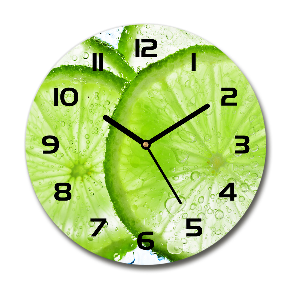 Round glass clock Lime underwater