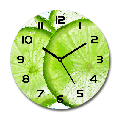 Round glass clock Lime underwater