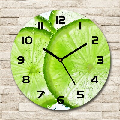 Round glass clock Lime underwater