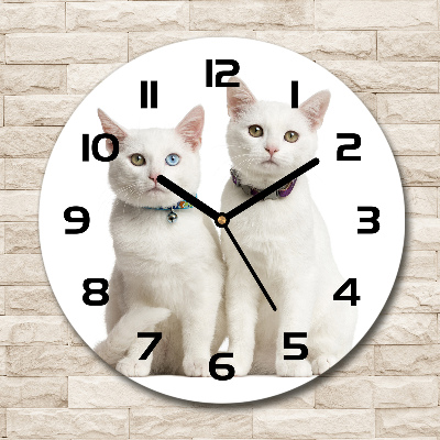 Round wall clock White cats