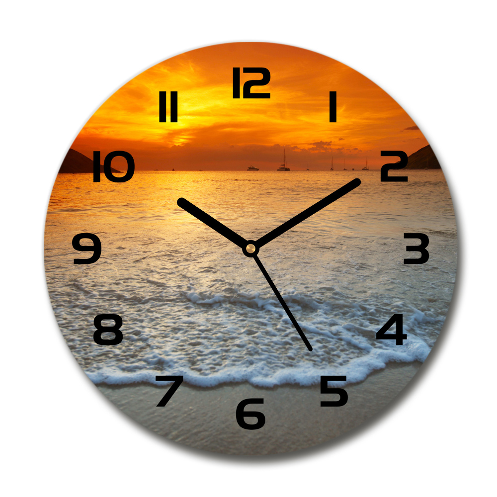 Round wall clock Sunset sea