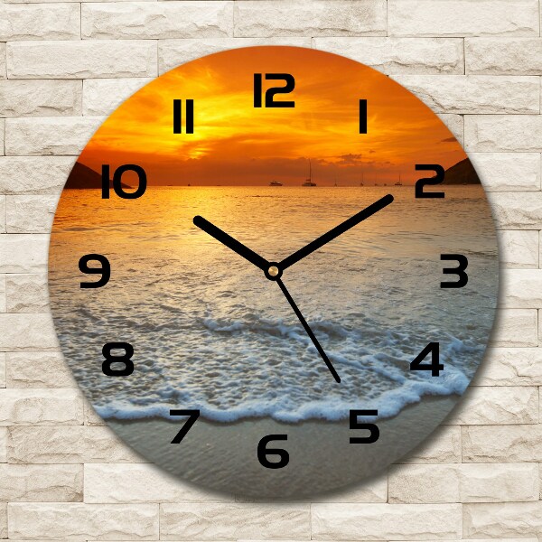 Round wall clock Sunset sea