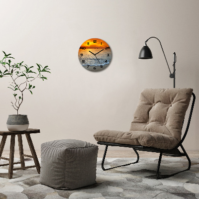 Round wall clock Sunset sea