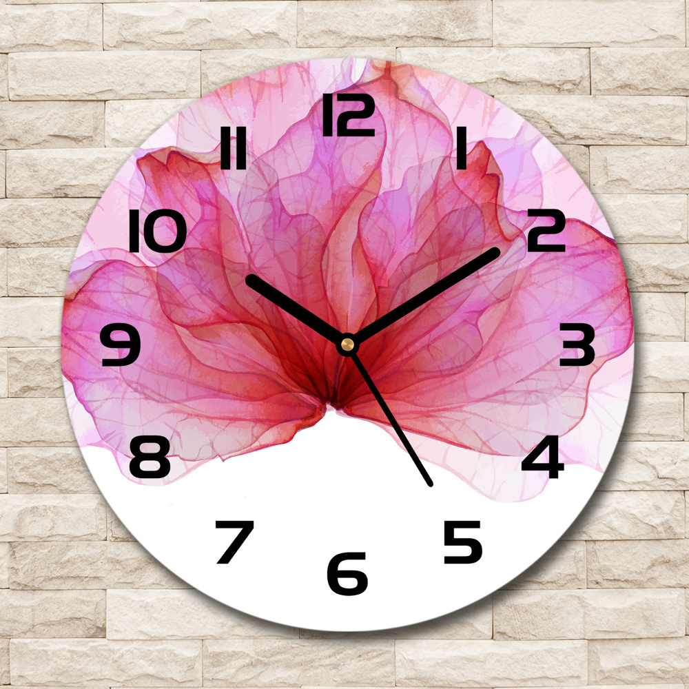 Round wall clock Pink flower