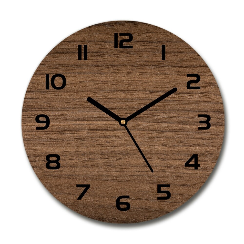 Round wall clock Wooden background