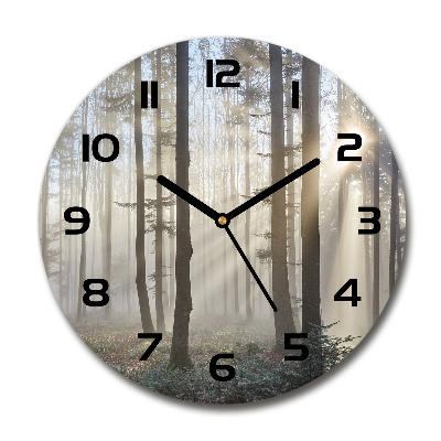 Round wall clock Fog in the forest