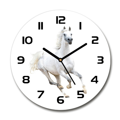 Round wall clock White Arabic horse