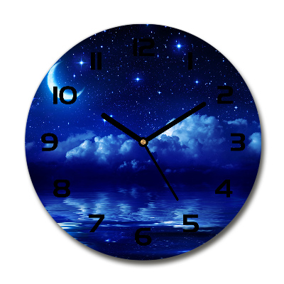 Round glass clock Sky at night